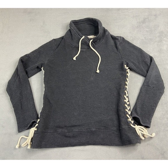 Nation LTD Sweatshirt XS Black Pullover Alexis Lace Up Sides Drawstring Top USA - Picture 2 of 12